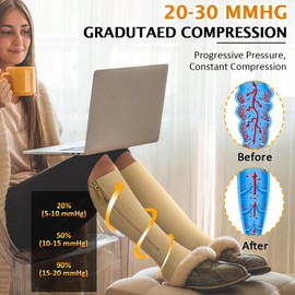 CASMON Zipper Compression Socks for Women & Men, 20-30 mmHg Closed Toe Knee High Support Sock, Medical Zip up Socks for Edema, Varicose Veins, Post-surgery, Swelling, Nurses, Pregnancy (1 Pair)