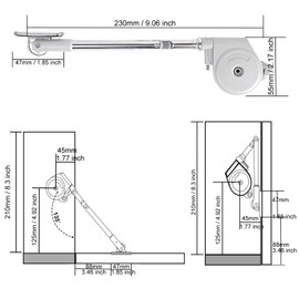 JinBoCheng 1 Pack 105 Degree Soft Closing Support Rod Hinges,Pull Down Bracket Hinge,Slowly descend and Close, Designed for Downward Opening lid Door,Cabinet Doors and Storage Box,Toy Box Support