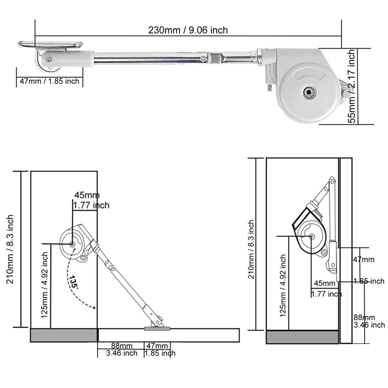 JinBoCheng 1 Pack 105 Degree Soft Closing Support Rod Hinges,Pull