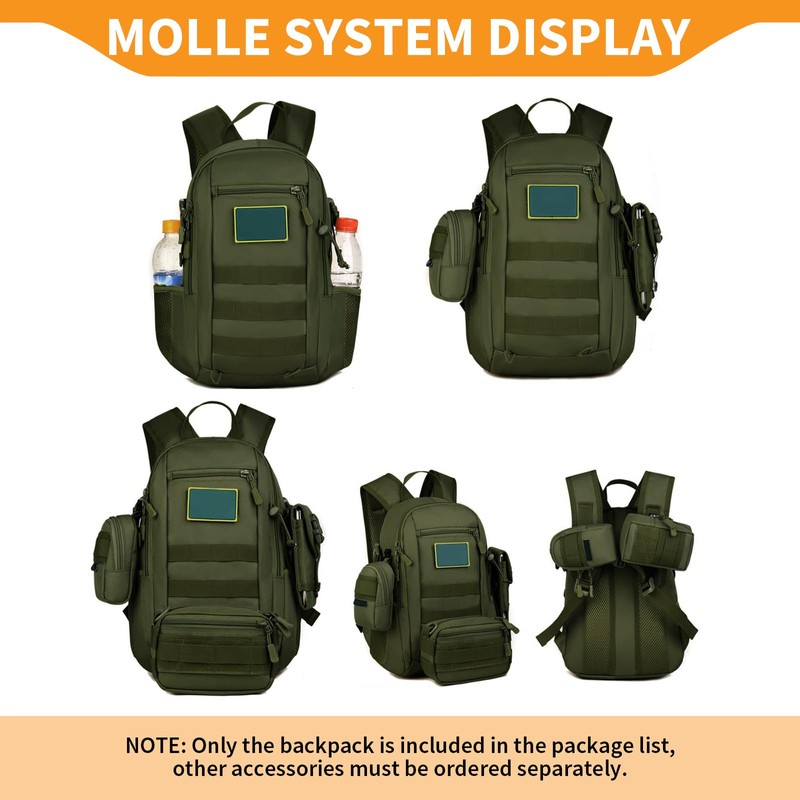 HUNTVP 12L Small Daypack Schoolbag Molle Backpack Student School Rucksack