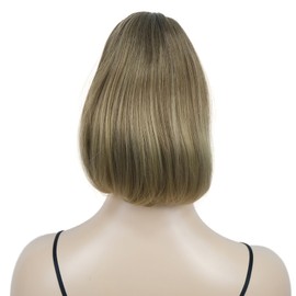 Lydell 12" Straight Wavy Styled Clip In Claw Ponytail Hair Extension Synthetic Hairpiece (R10-24 Blonde Mixed Dark Root)