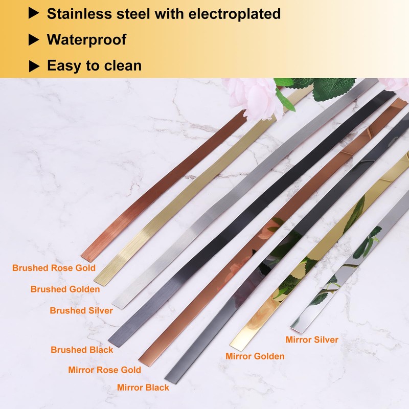 uxcell Stainless Steel Wall Molding, 10Ft x 2 inch, Peel