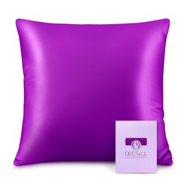 OLESILK Silk Cushion Cover Hair and Skin Care with Zip 16 Momme 1 Piece Purple 40 x 40 cm