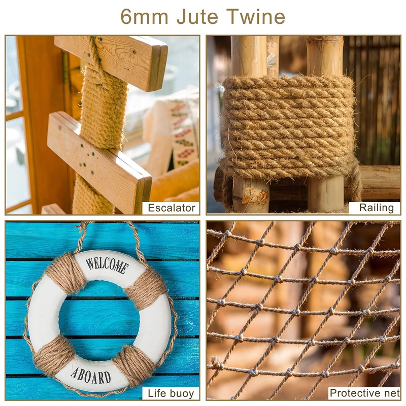 Handyman Crafts Natural Jute Twine Rope (1.5mm/2mm/3mm/6mm) Durable String for