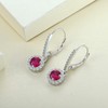 YL Drop Earrings 925 Sterling Silver July Birthstone Ruby Round