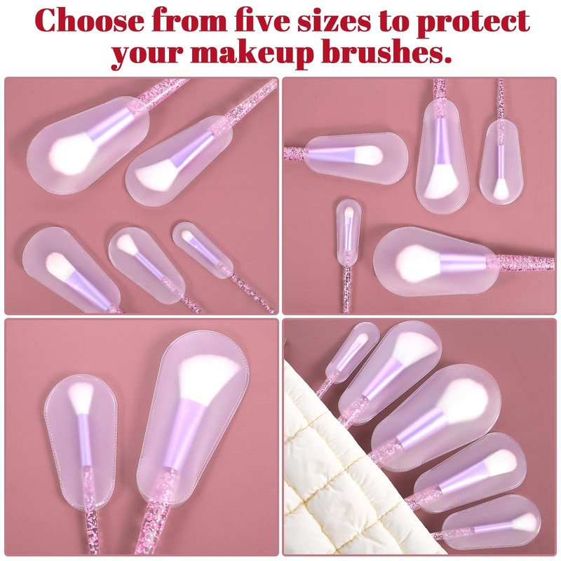Jeffdad 20 Pcs Makeup Brush Covers, 5 Sizes Clear Make