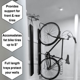 Saris Bike Trac Industrial Strength Vertical Bike Rack, Space Saving Bike Storage, Wide Wheel Track, Full Length Tray, Perfect for Garage, Bike Hanger (Locking)