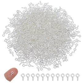 CRAFTYMELODY 1000Pcs Screw Eye Pin Iron Silver Pin Peg Bail Bulk 8×4mm Eye Hook Screw for Half Drilled Beads Charms Pendant Connector Necklace Earring Jewelry Making Repairing Accessory DIY Craft