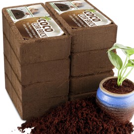 Coco Coir for Plant- 8 Pack Coco Coir Brick- 24 Gallons Coconut Soil with Low EC & PH Balance-Coco Fiber for Herbs& Flowers- High Expansion-Renewable Coco Soil for Planting