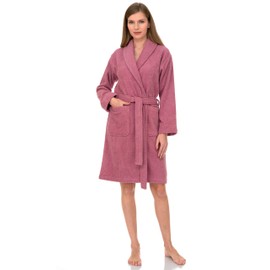 TowelSelections Women’s Robe, 100% Cotton Short Terry Shawl Bathrobe X-Large Cashmere Rose