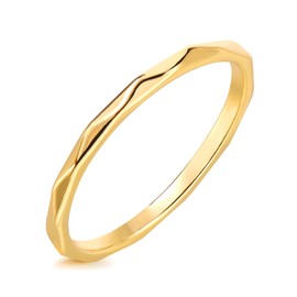 MTMY 14K Gold Plated Stackable Ring CZ Simulated Diamond Thin Rings Eternity Bands for Women Jewelry (wave,7)