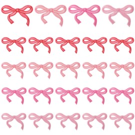 20 PCS Pink Bow Patches 3x2 Inch Iron on, Embroidery Bow Applique Iron on Patch, Cute Patches Bowknot Sewing Patch for Clothes Hats Pants Jeans Shirt Jackets Backpacks DIY Projects