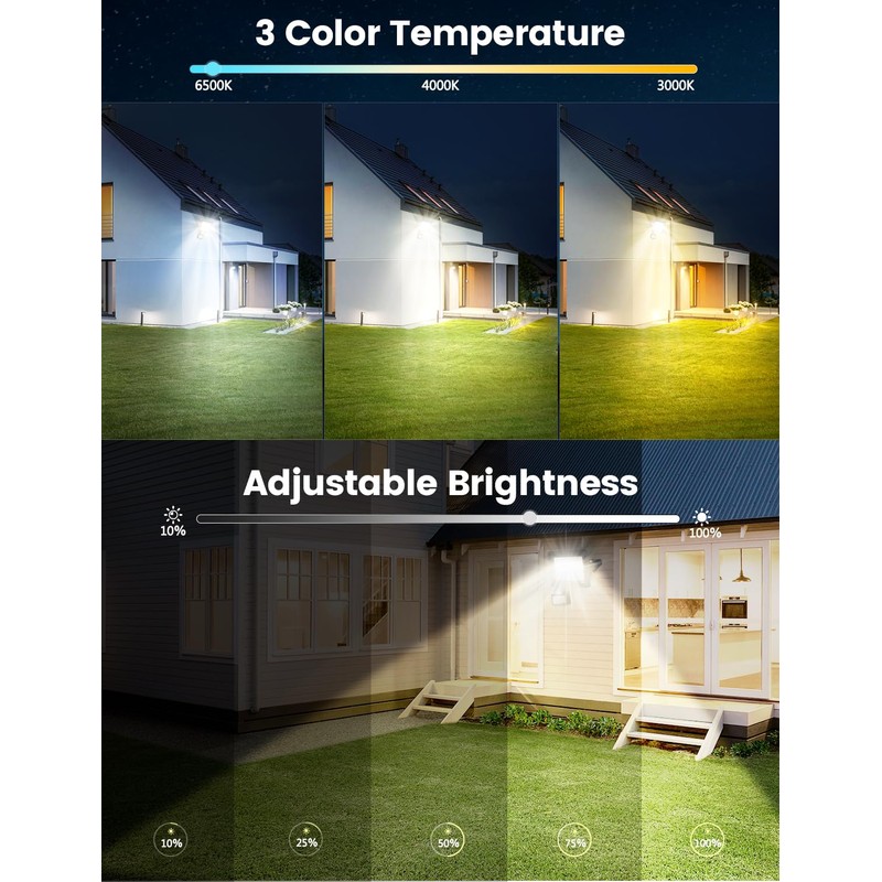 Security Lights Outdoor Motion Sensor 50W, 3 Colours 4500LM PIR