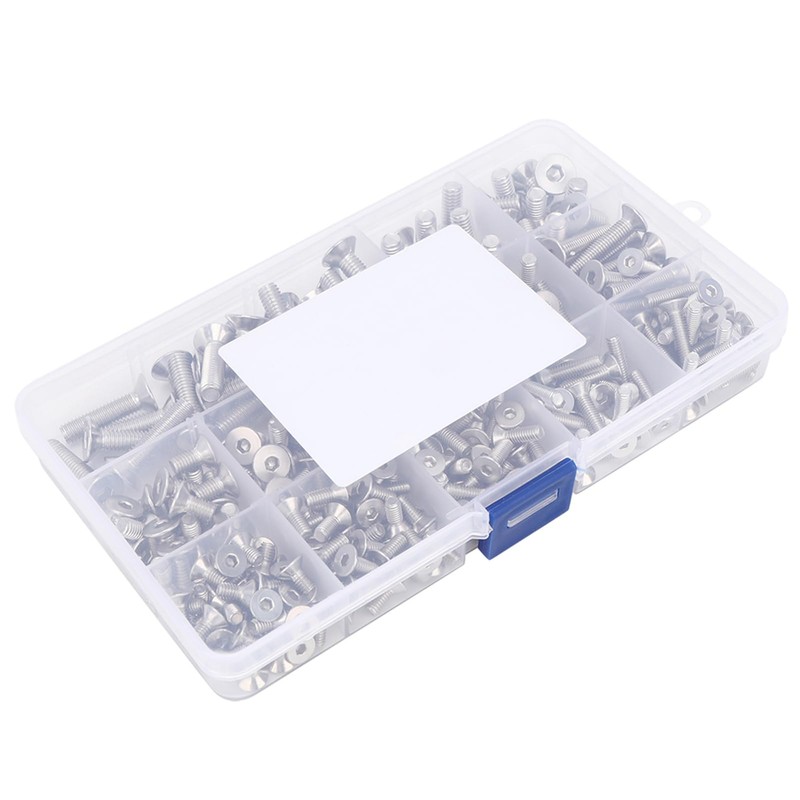 260 Pieces Flat Screw Set M4/M5/M6 Hex Socket Screw, 304