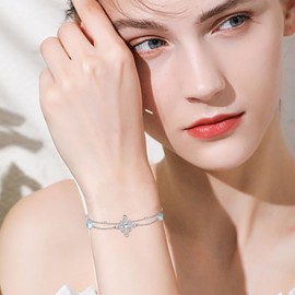 HBLICY Witches Knot Bracelet Sterling Silver Witches Knot Heart Moonstone Bracelet Witchy Jewelry Gifts for Women