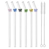 Yeanifeana 6-Pack Reusable Shatter-Resistant Glass Straws with 2 Brushes, Dishwasher