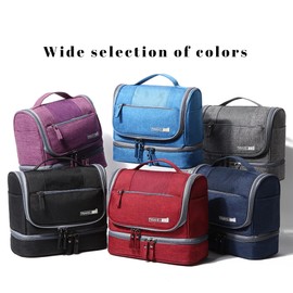 Lanola Toiletry Bag, Water-resistant Comestic Bag Dopp Kit for Men & Women, Upgraded Hanging Travel Toiletry Organizer Kit with Heavy-duty Zippers for Toiletries, Cosmetics, Brushes (Dark Blue)