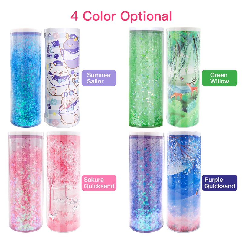 NBX Pencil Cases Multifunctional Standing Quicksand Pencil Case Organizer Double