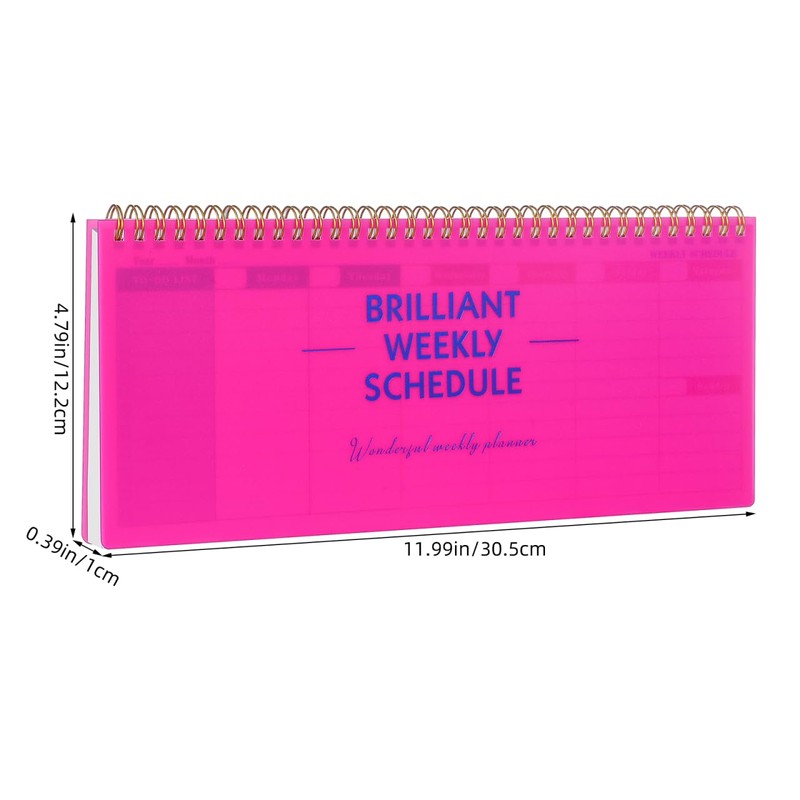 Didiseaon Weekly Planner Spiral Bound Undated Pink with Daily Hourly