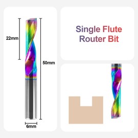 SpeTool Aluminium Milling Cutter 6 mm Shank Solid Carbide Milling Cutter End Mill Cutter Aluminium 22 mm Cutting Length Single Cutter with DLC Coating CNC Milling Cutter Wood for Aluminium Acrylic