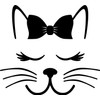 Cute Cat Face with Bow Decal Sticker for Car/Window/Wall (Purple