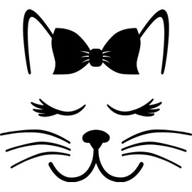 Cute Cat Face with Bow Decal Sticker for Car/Window/Wall (Purple Gloss)