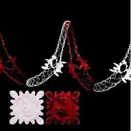 2 Pk Foil Garland Flower - Christmas Hanging Decoration Wall Ceiling Xmas Deco (White & Red)