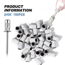 Sanding Sleeves Nail Cutter 240 Grit Sanding Caps Nail Sanding Belt Nail Cutter Pack of 100 Fine Grain Sanding Belts for Nail Drills