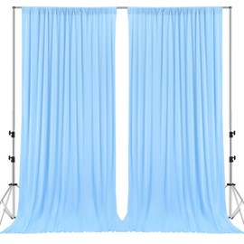 Mohoeey 10 ft x 8 ft Baby Blue Fuchsia Curtains Panels, Wrinkle Free Polyester Photography Backdrop Drapes,Wedding Party Home Decoration Supplies