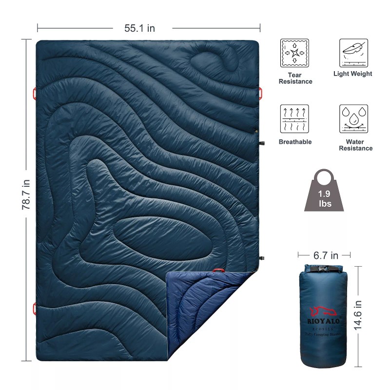 RIOYALO Wearable Puffy Travel Blanket - Camping Stadium Waterproof XL