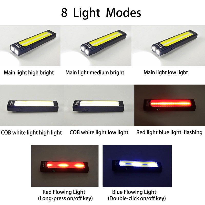2 Pack Rechargeable EDC Flat Flashlight 600 Lumens 8 Modes