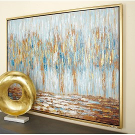 Deco 79 Canvas Tree Framed Wall Art with Gold Frame, 47" x 2" x 36", Gold