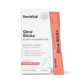 Serovital Glow Sticks Sugar-Free Powder Drink Mix with Hyaluronic Acid Ceramides Electrolytes for Skin Hydration in 14 Days Sun-Kissed Citrus Flavor 2