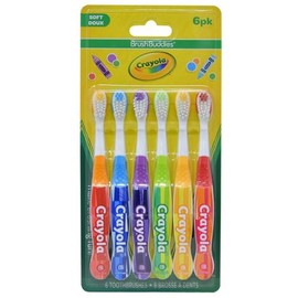 Brush Buddies Crayola Kids Toothbrushes 6PK – Soft Manual Toothbrushes for Toddlers & Children Ages 2-4 – BPA-Free, Colorful Designs, Gentle Bristles, Fun Crayola Toothbrush Set