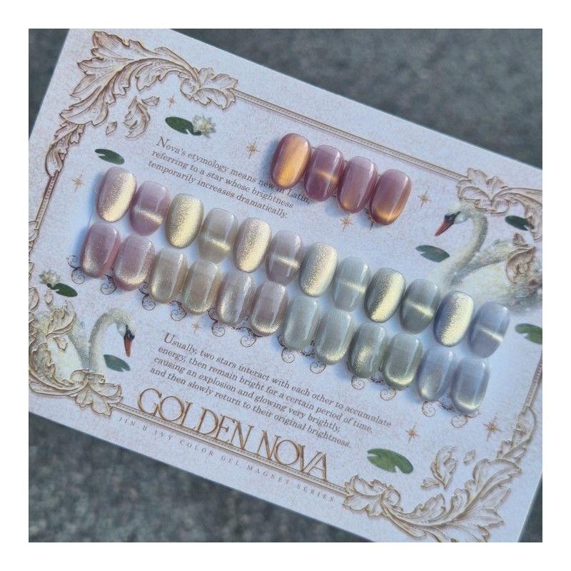 [FW season highly recommended] Champagne gold magnetic gel handmade nail