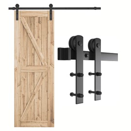 SMARTSTANDARD 5.5ft Barn Door Hardware kit, Barn Door Track, Sliding Door Hardware kit, Smoothly and Quietly -Heavy Duty Sturdy -Easy to Install, Fit 30"-33" Wide Door Panel (I Shape Hanger)
