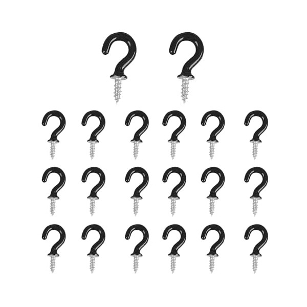 Aoktorkit 20 Pcs Screw in Hooks, Black Cup Hooks, Screw