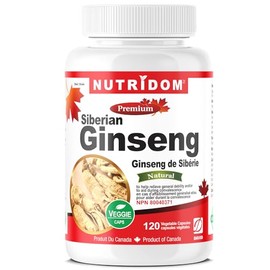 NUTRIDOM Nutridom Siberian Eleuthero Ginseng 500mg, Non-GMO, Vegan, Gluten-free, Soy-free, Dairy-free, No Additives & No Fillers (120 Veggie capsules)