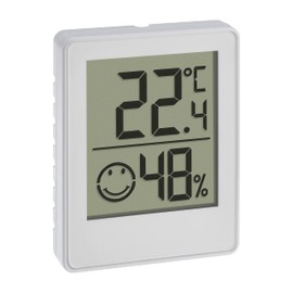 TFA Dostmann Digital Mini Thermo-Hygrometer, 30.5039.02, Room Thermometer, Temperature and Humidity Meter, with Smiley Comfort Zones, White (1)
