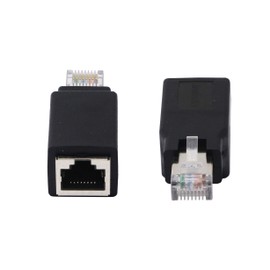 CERRXIAN RJ45 Ethernet LAN Male to Female Cat5 / Cat5e / Cat6 Crossover Adapter(2-Pack),Black (Straight)