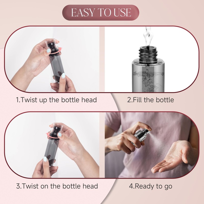 GIVITASOT 3Pack Small Spray Bottle, 1oz Black Plastic Fine Mist