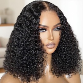 hoshee Afro Kinky Curly Wig Human Hair With 4C Edges Baby Hair Pre-Bleached Tiny Knots Layered Cut Wigs For Black Women Natural Color 13x6 HD Lace Front Wig 20 Inches