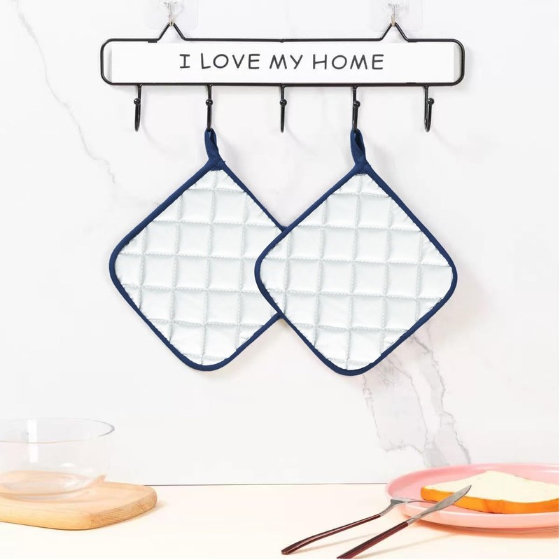 4 Pcs Dark Blue Square Heat Resistant Pot Holders, Everyday