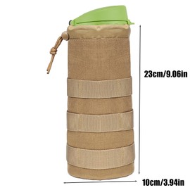 Tactical Bottle Holder Molle Bottle Holder with Drawstring Water Bottle Bag Bottle Holder Bag Bottle Holder Belt for Outdoor Hiking Camping Training Khaki