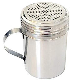 Stainless Steel Dredger Shaker with Handle- Perfect for Shaking Cocoa, Flour Sugar Over Drinks or Dishes.-10 oz.