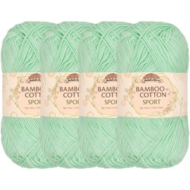 JubileeYarn Bamboo Cotton Sport 4 Ply Yarn - 50g/Skein - Green Mint - 4 Skeins