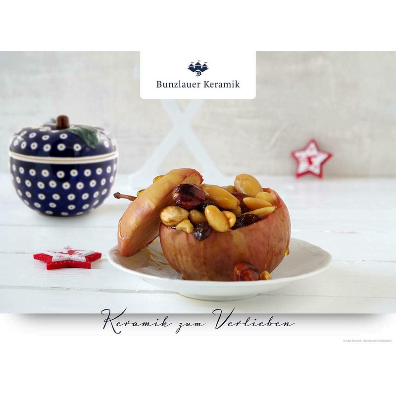 Bunzlauer Keramik Apple Roasting Dish with Lid Diameter 12.6 cm