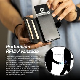 Goblue Premium PU Leather Wallet with RFID Protection and Quick Release Mechanism, Black De Mano, Premium Pop Up Wallet with RFID Protection, black, Premium pop-up wallet with RFID protection