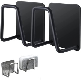 Telivava Sponge Holder for Kitchen Sink(2 Pack), Strong Adhesive Sink Sponge Holder, SUS304 Stainless Steel Sponge Holder for Kitchen Accessories - Waterproof & Quick Drying(B Style Black)