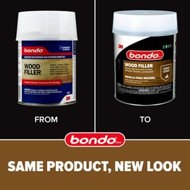 3M Bondo Wood Filler – 30 fl oz, High-Performance Two-Part Formula for Interior and Exterior Wood Repairs, Fast-Curing, Paintable, Stainable